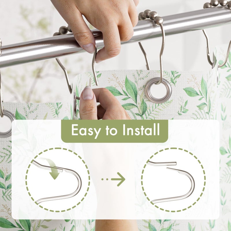 Amazer Shower Curtain Rings, Rust-Resistant Metal Shower Hooks Ring Shower Rings for Curtain Rolling Shower Curtain Hooks for Bathroom Shower Rod Shower Curtain Hangers, Set of 12, Matte Nickel - Image 4